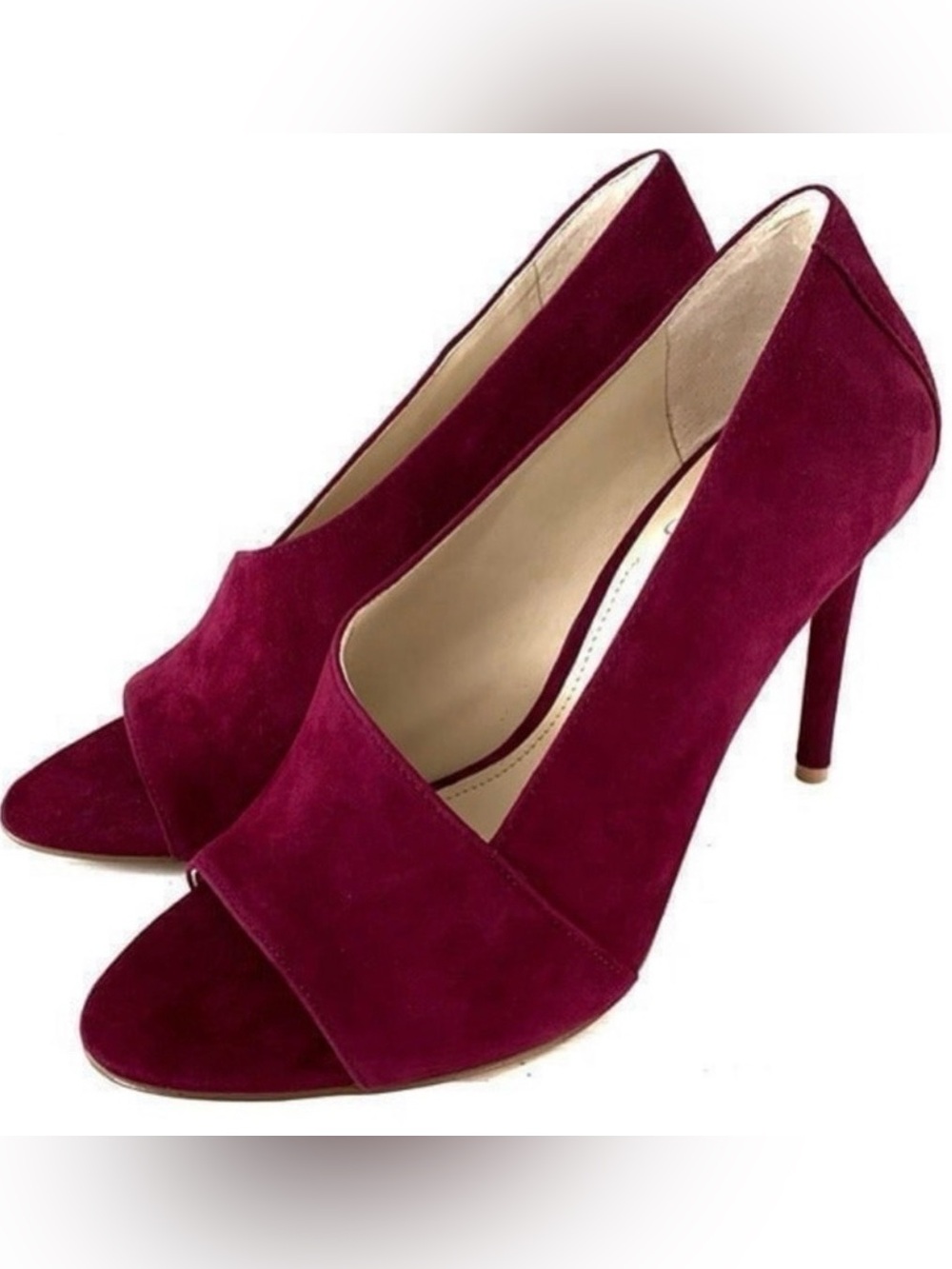 NEW Vince Camuto Burgundy Suede Open-Toe Stiletto Pumps